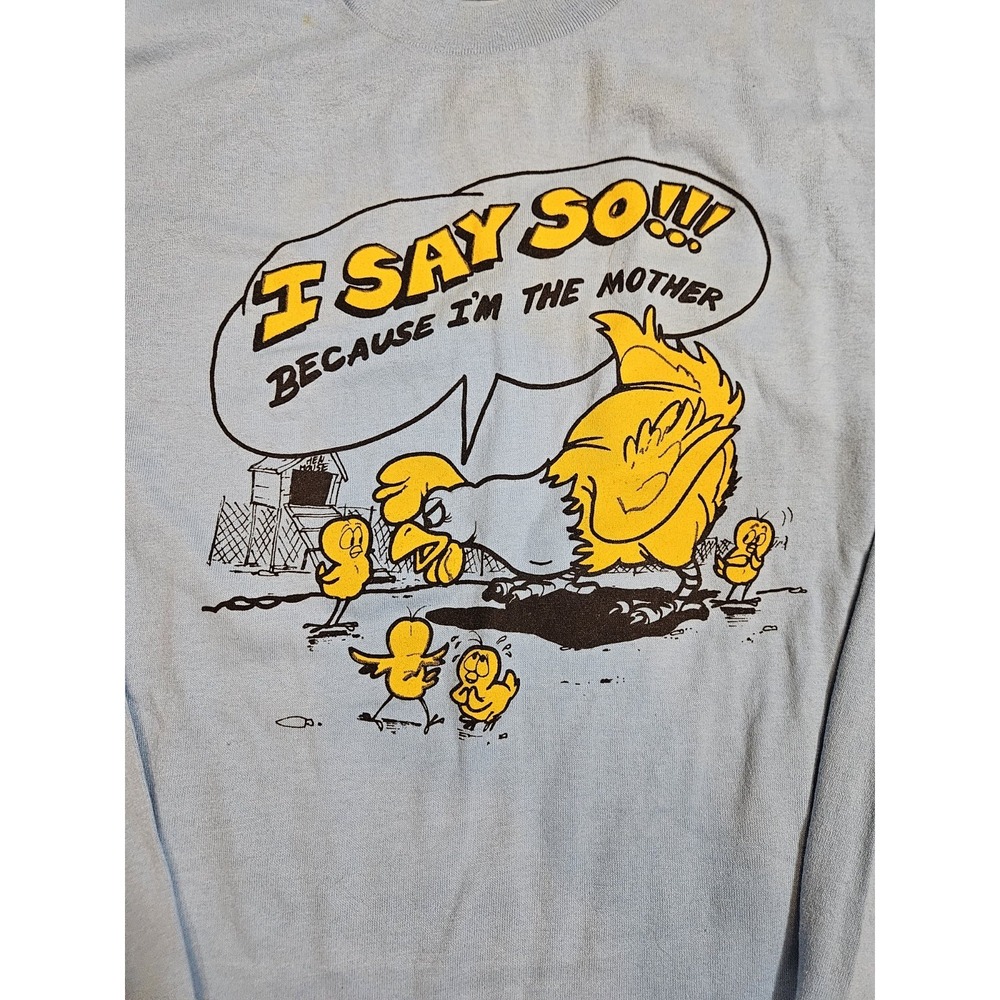 Vintage Single Stitched Long Sleeve Mother Hen Novelty T-Shirt Size XL